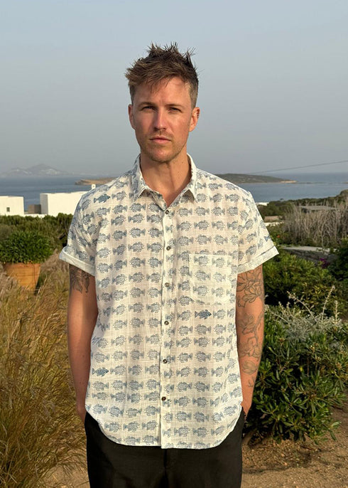 Mens Beach Printed Shirt Inkfish